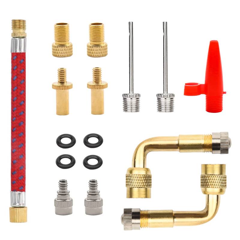 Adapter für Fahrradventil, Fahrrad, Adapter, Konverter SV AV DV Adapter Ventil Presta Schrader Messing und Nadel zum Aufpumpen von Bällen und Verlängerungsventil (12 Stück) von Txeouse