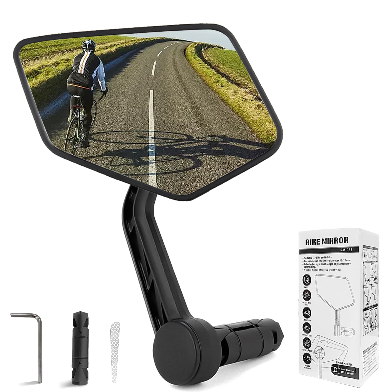 Txeouse Fahrradspiegel für Lenker,Rückspiegel Fahrrad HD Extra Große Spiegelfläche,Schlagfestes Echtglas,360° Drehbar Fahrrad Spiegel für 15-20mm Lenker E-Bike Mountainbike E-Scooter (Links) von Txeouse