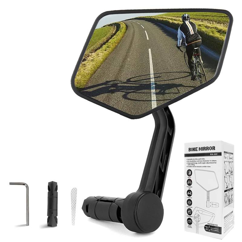 Txeouse Fahrradspiegel für Lenker,Rückspiegel Fahrrad HD Extra Große Spiegelfläche,Schlagfestes Echtglas,360° Drehbar Fahrrad Spiegel für 15-20mm Lenker E-Bike Mountainbike E-Scooter (Rechts) von Txeouse