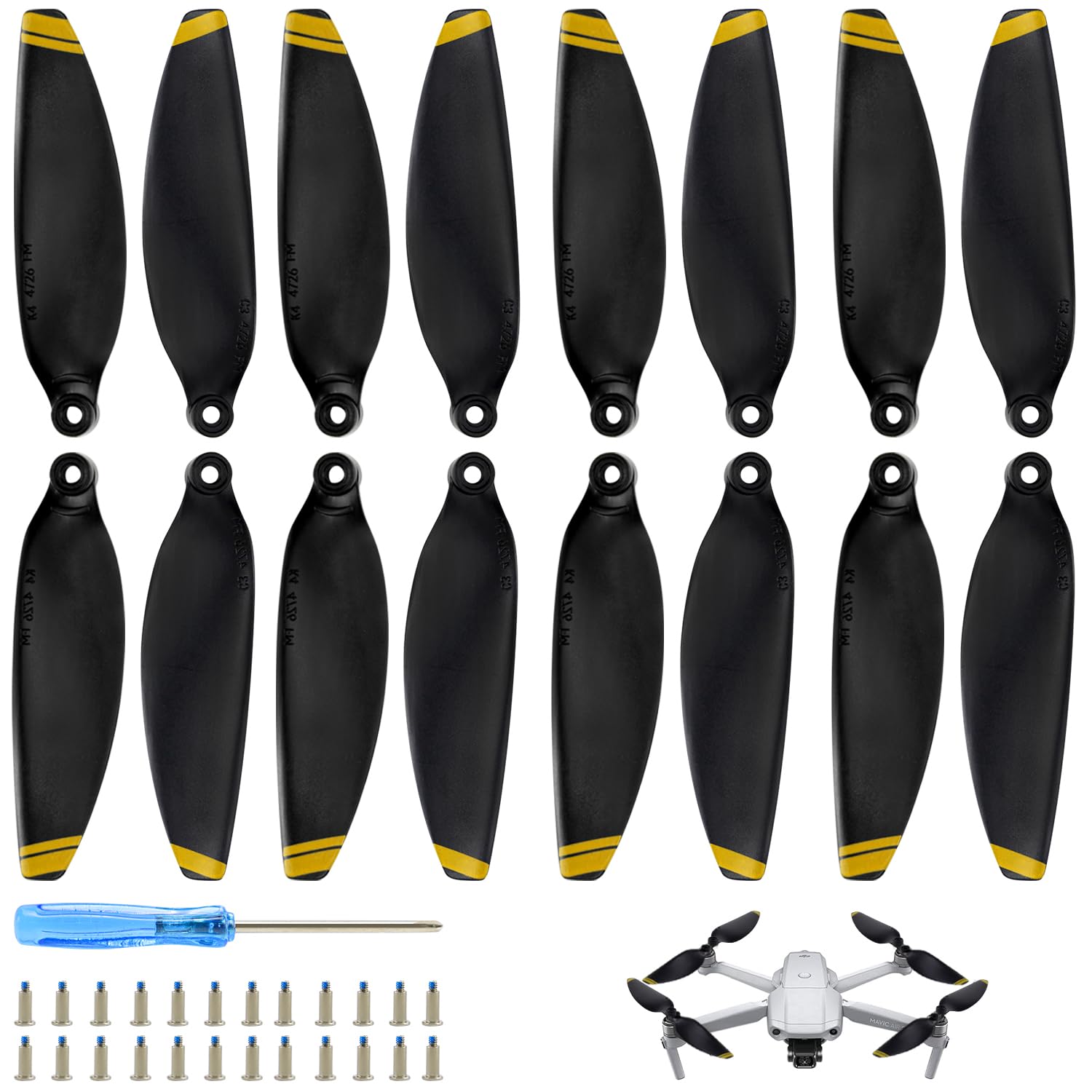 Tyafzzn Mini 3 Pro Propeller 16 Pcs,Drohnen Ersatzpropeller, Propellerblatt Ersatzteile mit Schrauben Zubehör, Zubehör für Drohnen, Geringes Gewicht, Geräuscharm, Stabiles Flugdrohnenzubehör von Tyafzzn