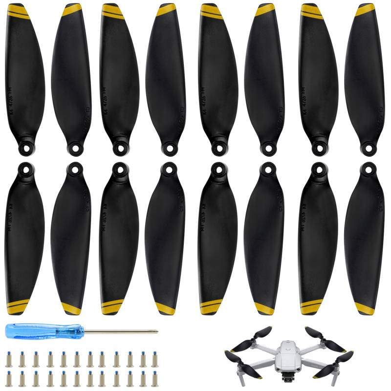 Tyafzzn Mini 3 Pro Propeller 16 Pcs,Drohnen Ersatzpropeller, Propellerblatt Ersatzteile mit Schrauben Zubehör, Zubehör für Drohnen, Geringes Gewicht, Geräuscharm, Stabiles Flugdrohnenzubehör von Tyafzzn