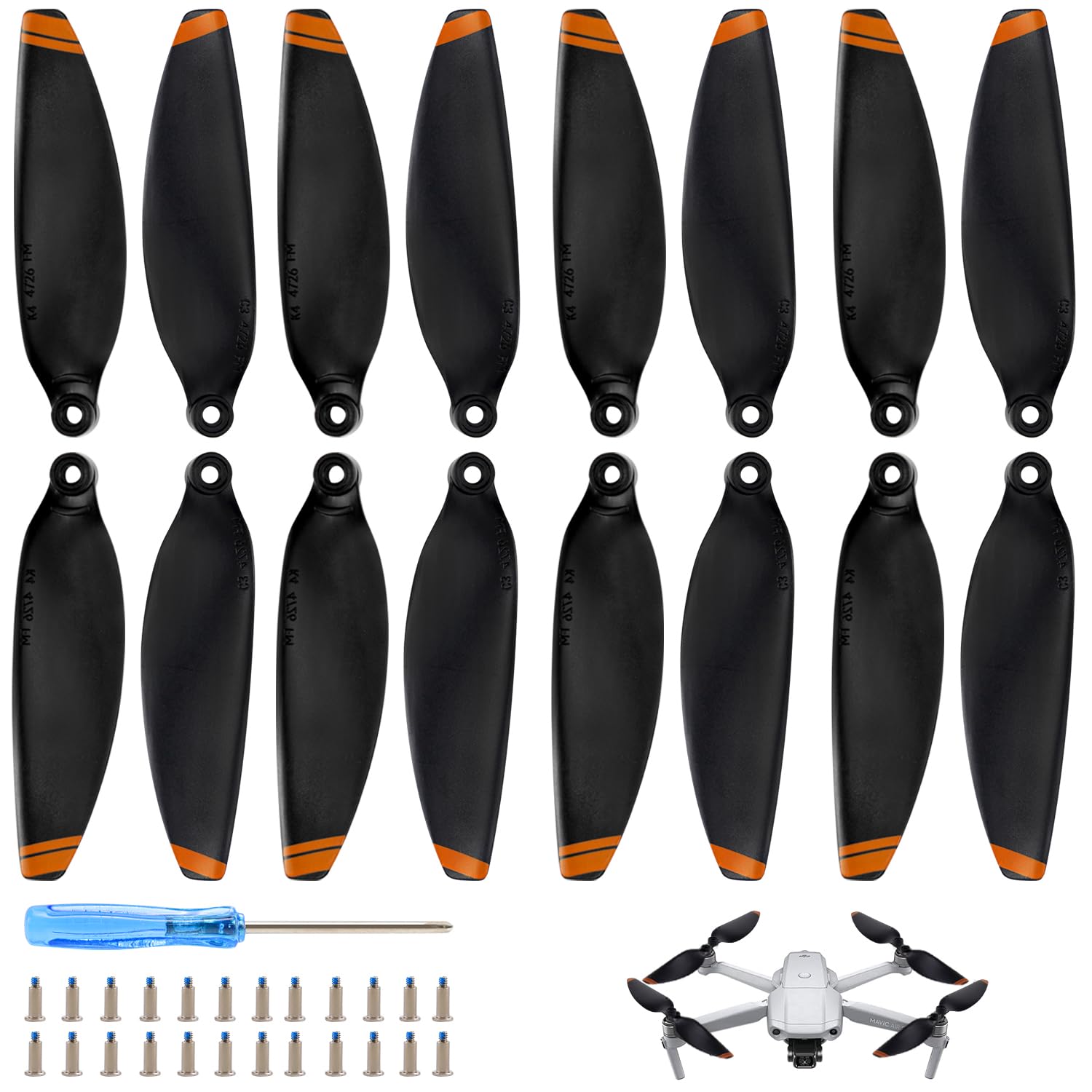 Tyafzzn Mini 3 Pro Propeller 16 Pcs,Drohnen Ersatzpropeller, Propellerblatt Ersatzteile mit Schrauben Zubehör, Zubehör für Drohnen, Geringes Gewicht, Geräuscharm, Stabiles Flugdrohnenzubehör von Tyafzzn