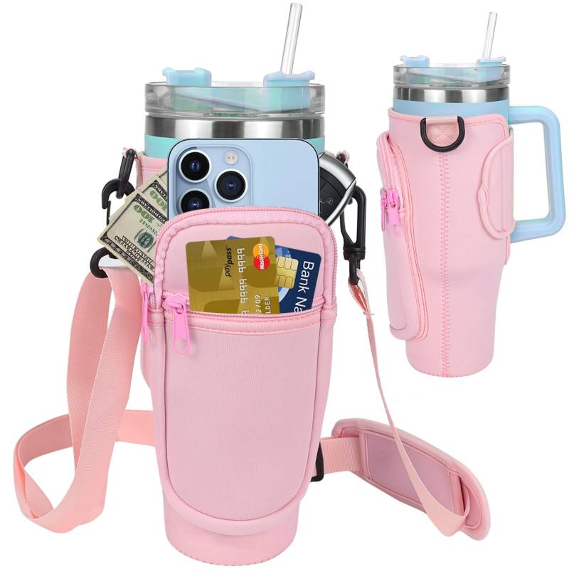 Tyafzzn Tragetasche für Cup 40oz, Wasserflaschenhalter Tasche, Tragetasche für Wasserflaschen mit Handyfach, Verstellbarer Schultergurt - Stanley Cup Zubehör von Tyafzzn