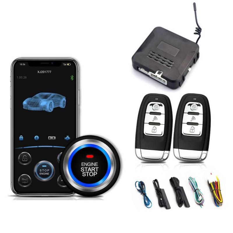 Tyatocepy Fahrzeug Mobiltelefon Fernbedienung Motor Starten One Button Start Stopp Kunststoff Autozubehör Autostart Keyless Entry System Zentralverriegelung von Tyatocepy