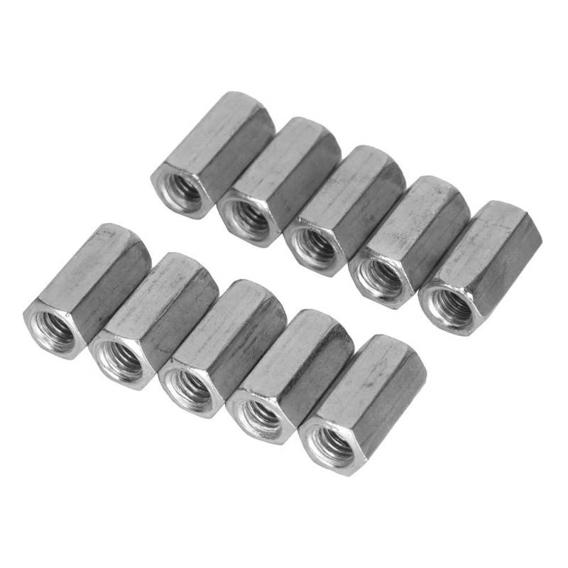 M6 Lange Stangenmutter, 10 Stücke Hex Verzinkt Sechskantmutter Innengewinde Gerade Passend Sechskantstange Gewindestange Rod Studding(M6*18) von Tyenaza