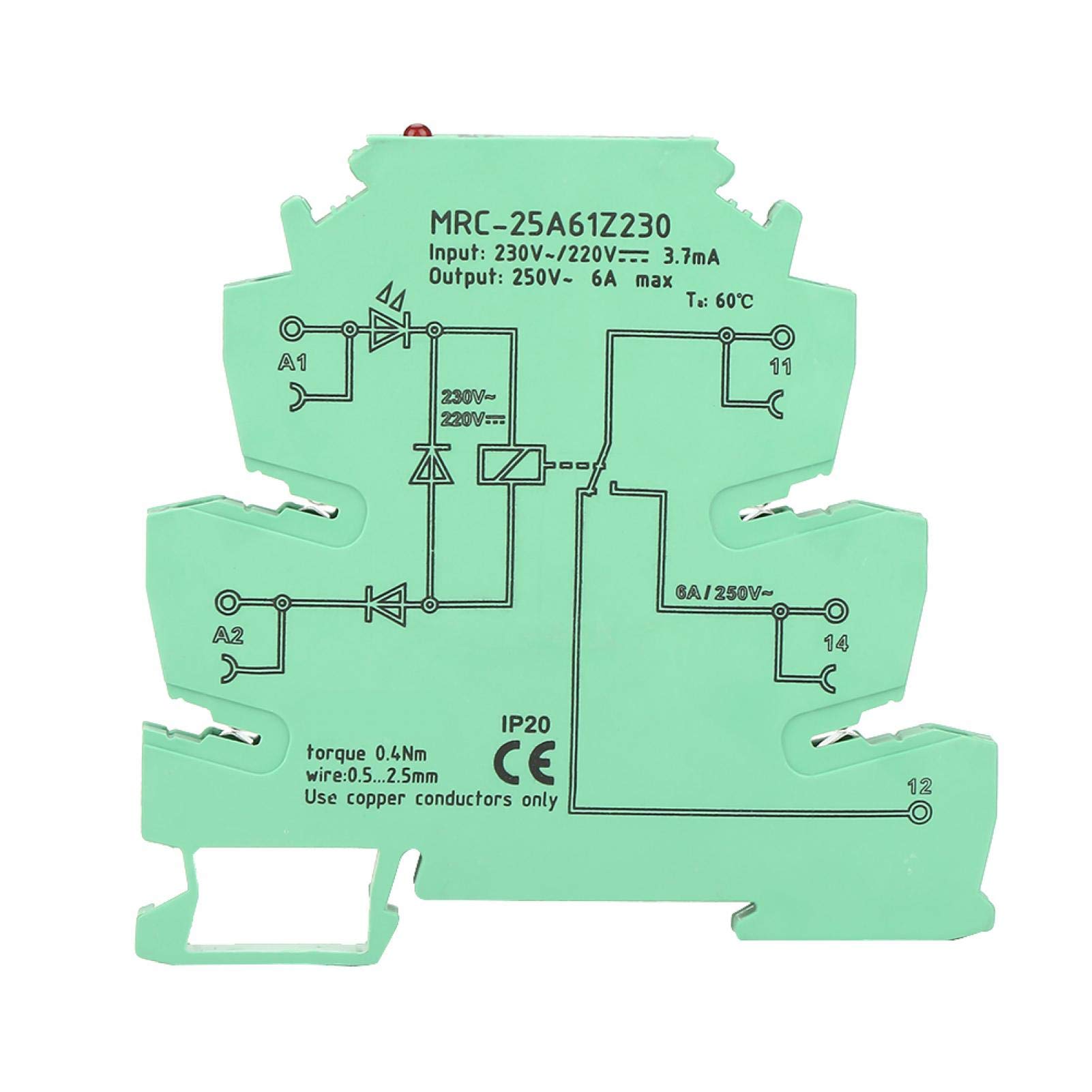 Relais, SPS Relais, MRC-25A61Z230 SPS Elektromagnetischer Kontakt Schnittstelle Relaismodul Eingang 230VAC/220VDC 1S 1 NC von Tyenaza