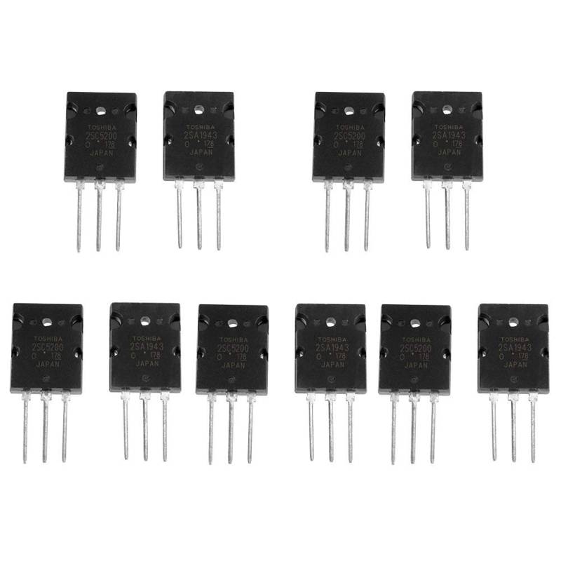 Transistoren, 5 Paar Schwarz Leistungsverstärker Transistor 2SA1943 2SC5200 High Power Matched Audio Transistor Transistor Audio Transistor von Tyenaza