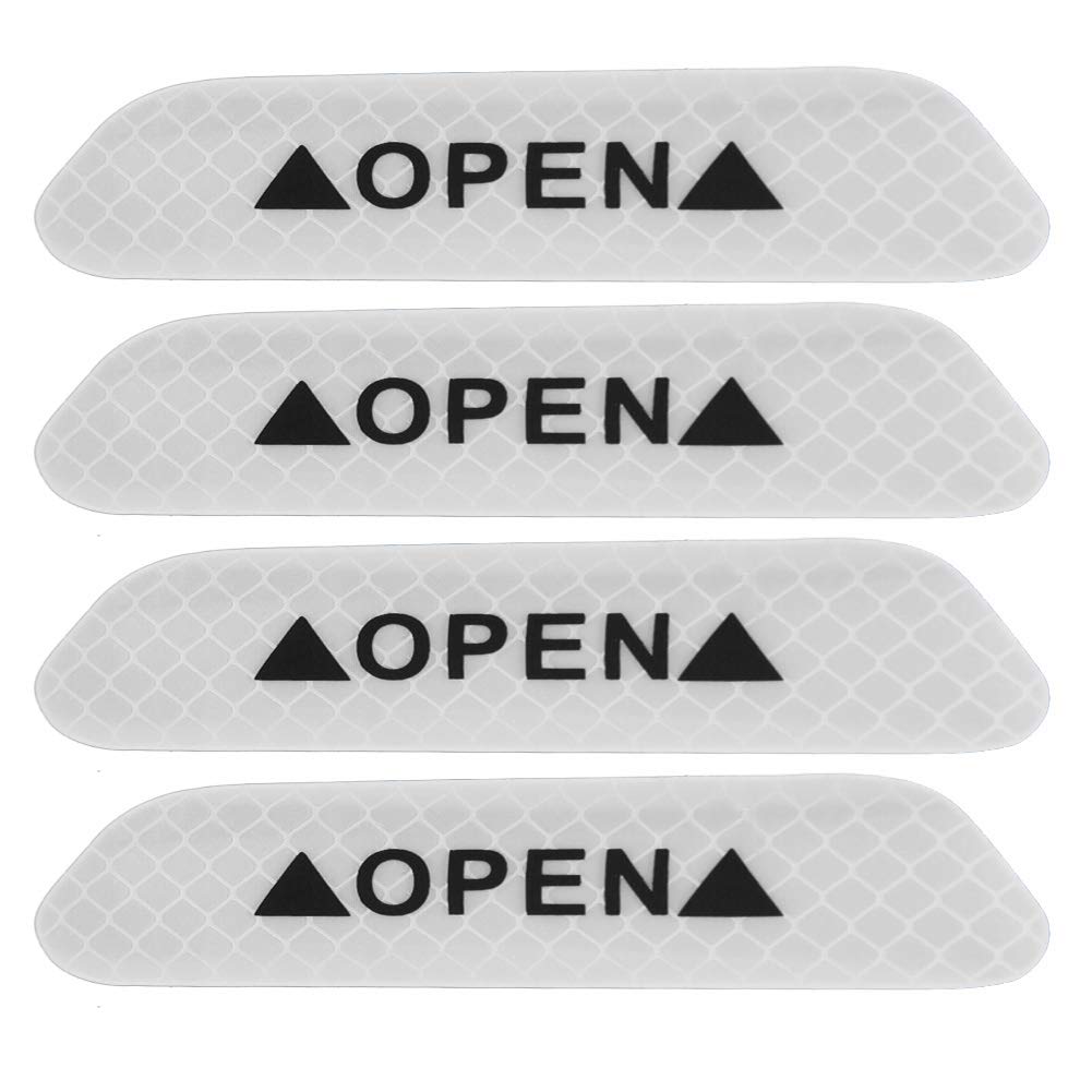 Tyenaza 4Pcs Car Door Open Reflective Stickers, Self Adhesive Car Door Reflective Warning Decal Safety Strip Stickers Sign (White) von Tyenaza