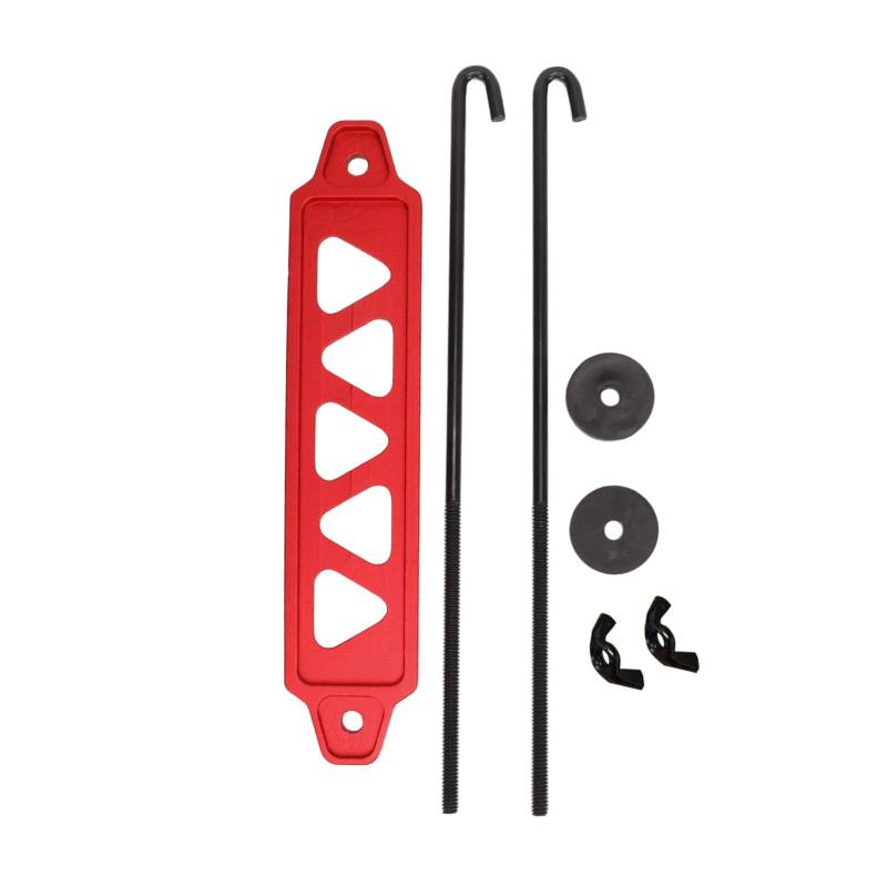 Tyenaza Batterie-Haltehalterung, universelle verstellbare Batterie-Querstange mit 25,4 cm J-Schrauben, Batterie-Haltehalterungs-Set aus Aluminiumlegierung für 21 21R 22F 22HF 22R (Red) von Tyenaza