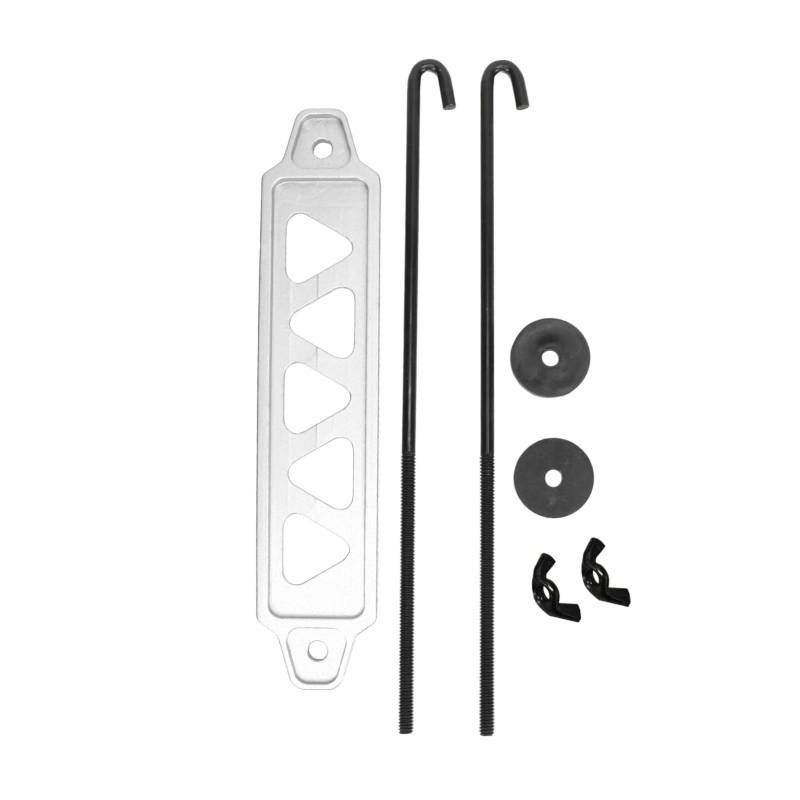 Tyenaza Batterie-Haltehalterung, universelle verstellbare Batterie-Querstange mit 25,4 cm J-Schrauben, Batterie-Haltehalterungs-Set aus Aluminiumlegierung für 21 21R 22F 22HF 22R (Silver) von Tyenaza