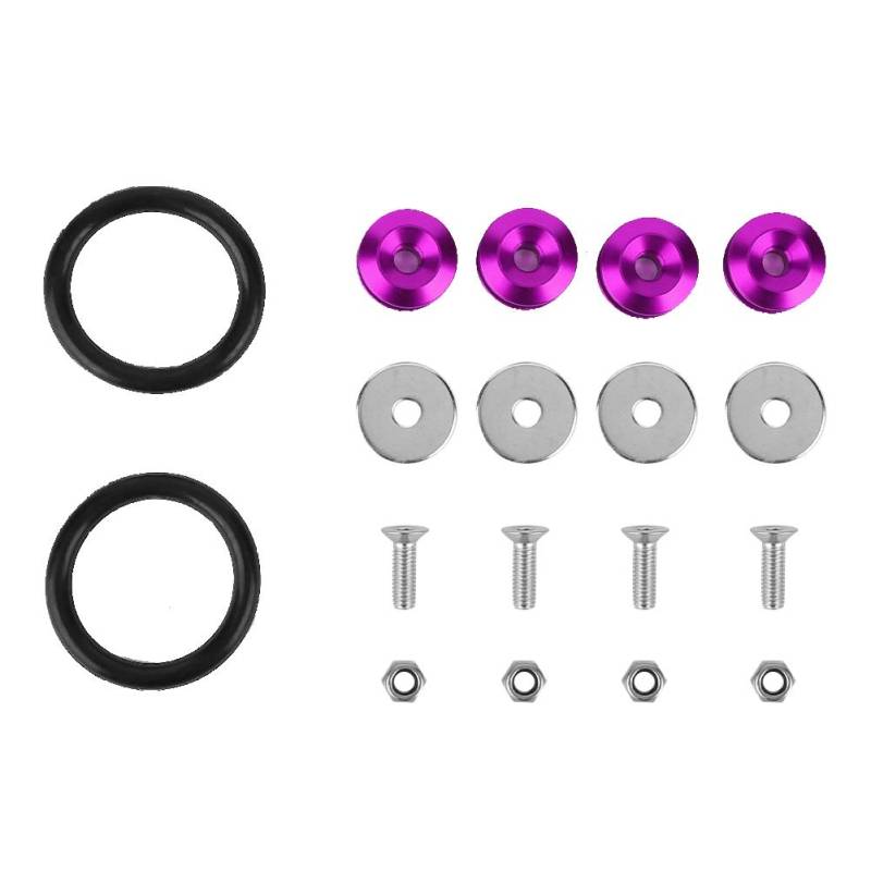 Tyenaza CNC-Unterlegscheiben-Motorraum-Verkleidungssatz, Auto-Aluminiumlegierungs-Kotflügel/Stoßstangen-Unterlegscheibe/Schrauben-Motorraum-Verkleidungssatz (Purple) von Tyenaza