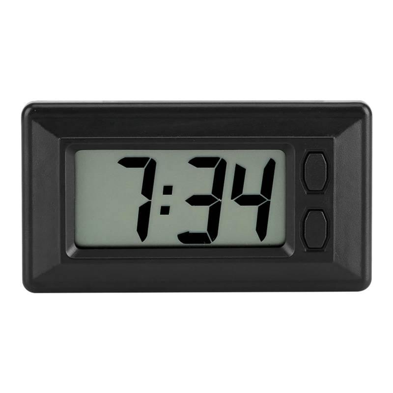 Tyenaza Kleine Digitaluhr Zum Aufkleben, Mini Auto Armaturenbrett Auto Digitaluhr Flach LCD Digitalanzeige Elektronische Uhr mit Klebstoff für Auto Home Desk Office von Tyenaza