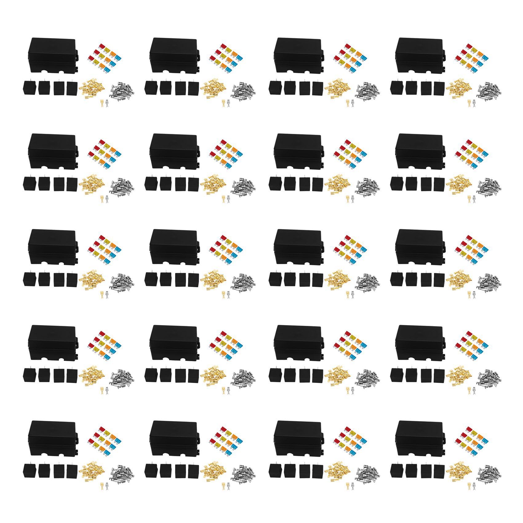 Tynmoel 20er Set 12-Wege-Sicherungshalter mit Flachsteckanschlüssen und 4-Poliger Sicherung, 12 V, 80 A, Relais für Auto, Anhänger und Boot von Tynmoel