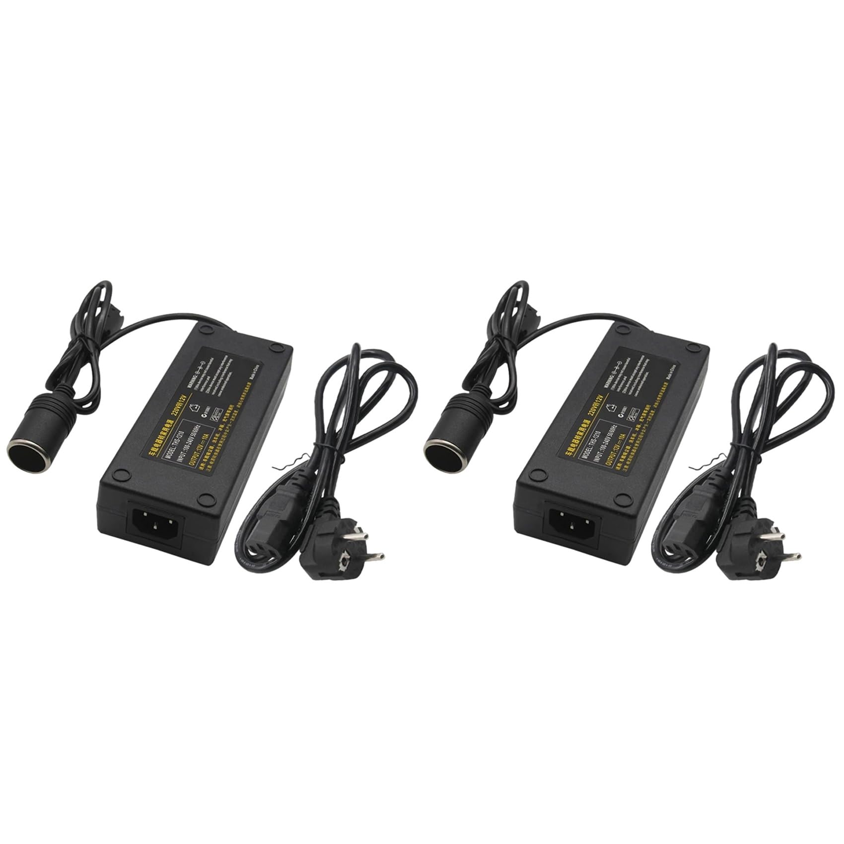 Tynmoel 2X 12V 15A 160W Auto Strom 220V zu 12V Auto Strom Adapter Konverter Auto Haus Zigaretten Anzünder Konverter EU Stecker von Tynmoel