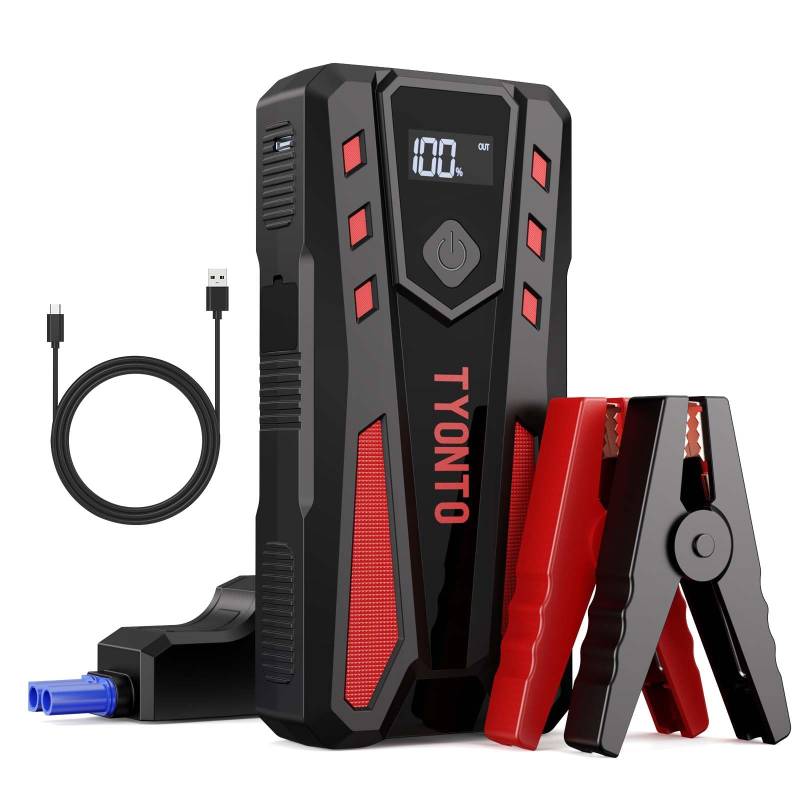 Starthilfe Powerbank, 3000A Spitzstrom, Auto Starthilfe Powerbank, Jump Starter für 7,0L Benzin Oder 5,5L Diesel, Starter Powerbank mit LED Taschenlampe für 12V-Fahrzeuge SUV Motorrad ATV Rasenmäher von Tyonto