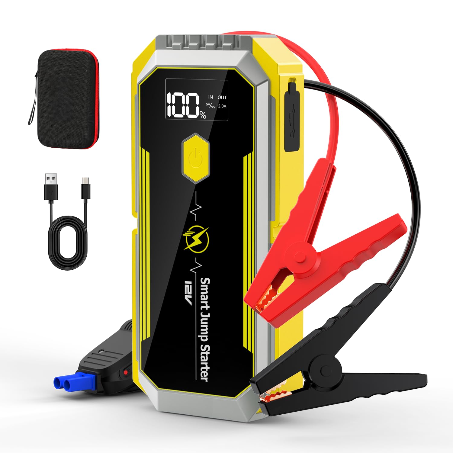 Auto Starthilfe Powerbank 5000A Spitzenstrom,26800mAh Starthilfe Powerbank mit LCD-Display(Für alle Benzinmotor/8,0L Dieselmotoren),Starthilfegerät mit LED Taschenlampe,B03 Jump Starter von Tyonto