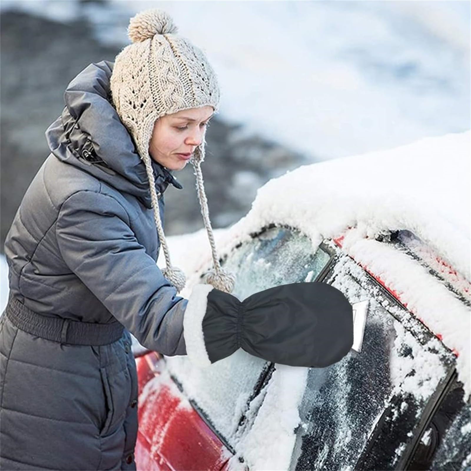 Tyuffghet Eiskratzer Auto mit Handschuh, Wärmender Scheibenkratzer Auto mit Handschuh, Auto Eiskratzer mit Plastikpaddel, Wiederverwendbarer Schneekratzer für Auto, SUV und LKW von Tyuffghet