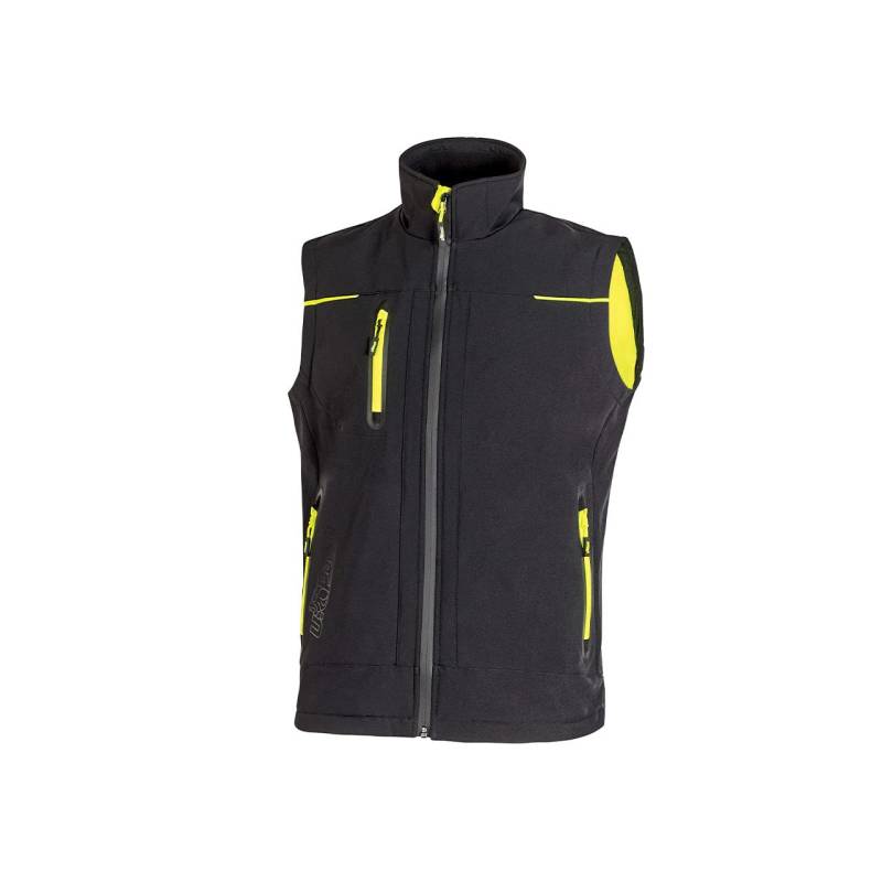 U-Power UNIVERSE, ärmellose Jacke, Softshell-Weste, mit Microfleece-Futter, wasserabweisendes, winddichtes, atmungsaktives Material, durchgehender Reißverschluss, mehrere Taschen - Black Carbon L von U Power