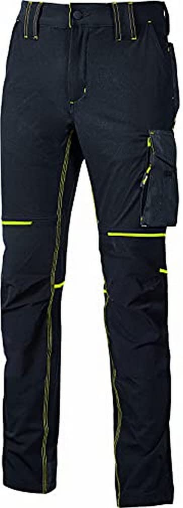 Power WORLD, schmal geschnittene Cargohose, mit mehreren Vorder- und Seitentaschen, bequeme und dehnbare Hose, mit Frontknopf, atmungsaktives Material (BLACK CARBON_M) von U Power