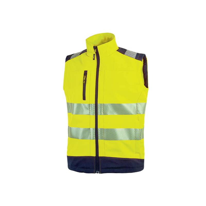 U-Power DANY, Weste, ärmellose Jacke, aus Softshell-Stoff, durchgehender Reißverschluss, wasserabweisend, bequeme Arbeitskleidung, mit Handytasche, mit Reißverschluss - YellowES FLUO M von U Power