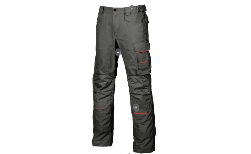 U-Power FREE, Herrenhose, Cargohose mit mehreren Taschen, Kniepolstertaschen, abnehmbare Oberschenkeltasche, bequemer Stoff, elastischer Einsatz, strapazierfähige Oberbekleidung - Black Carbon 52 von U Power