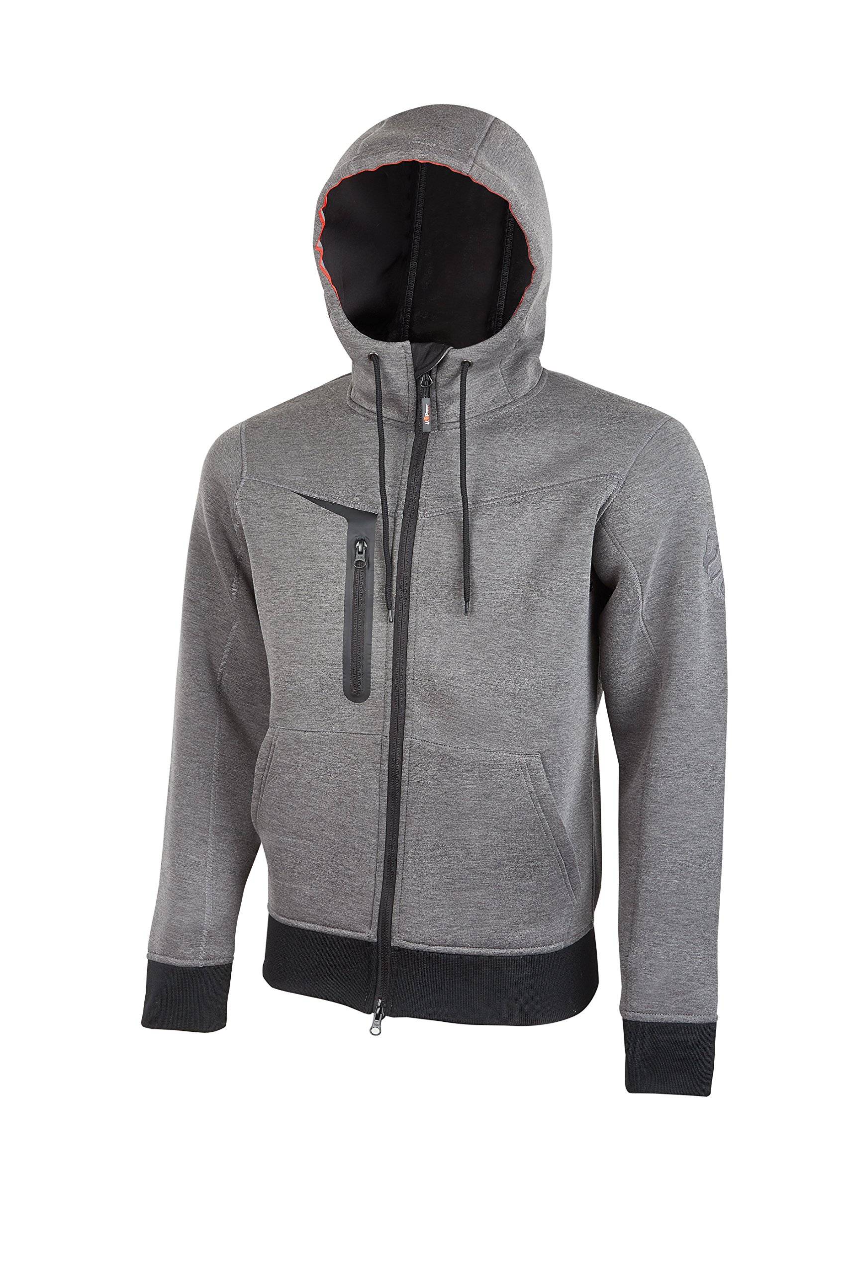 U-Power TASTY, Sweatshirt mit durchgehendem Reißverschluss, mit großen Taschen, weichem Fleece, Baumwoll-Stretchgewebe, hohem Kragen, verstellbarer Kapuze, bequemer Winterkleidung - Grey Meteorite S von U Power