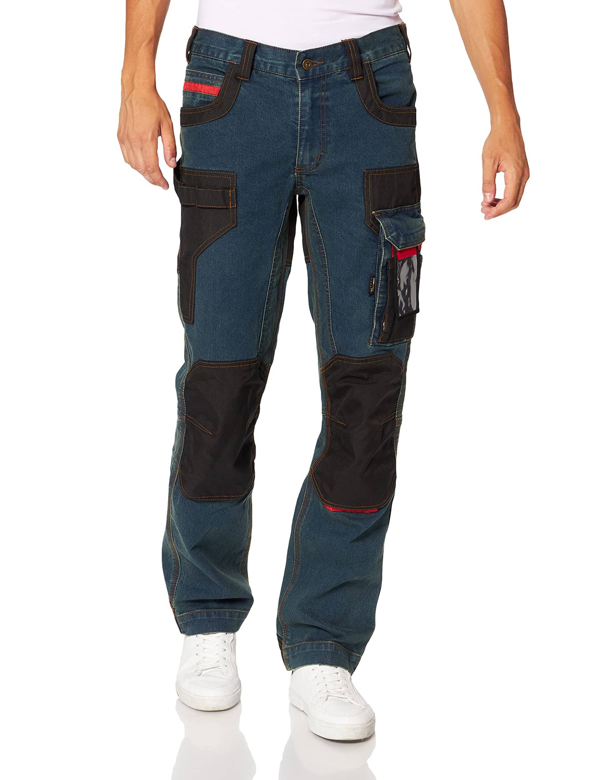 U-Power Herrenhose, Cargo-Jeanshose mit mehreren Taschen, Kniepolstertaschen, abnehmbare Oberschenkeltasche, bequemer Stoff, elastischer Einsatz, Oberbekleidung - RUST JEANS von U Power