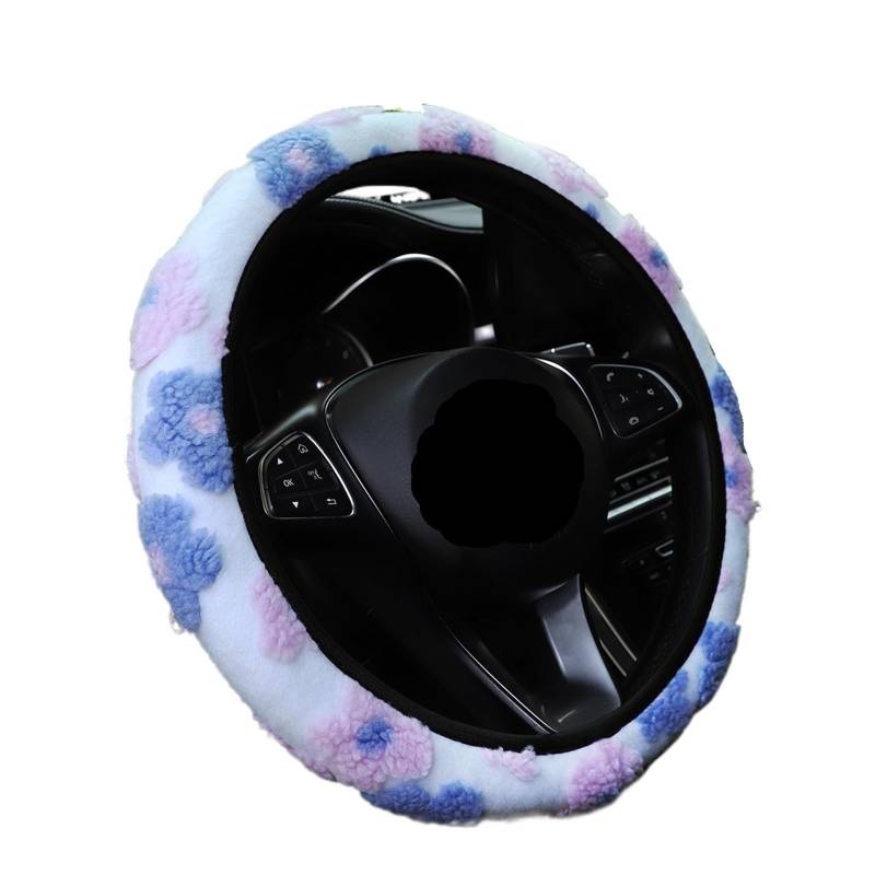 1 Stück Winter Warm Comfort Plüsch Blumen Auto ohne Innenring Lenkradbezug for 14,5-15 Zoll Automobilzubehör Innenausstattung Lenkradbezug Winter(Purple) von UALXPAO