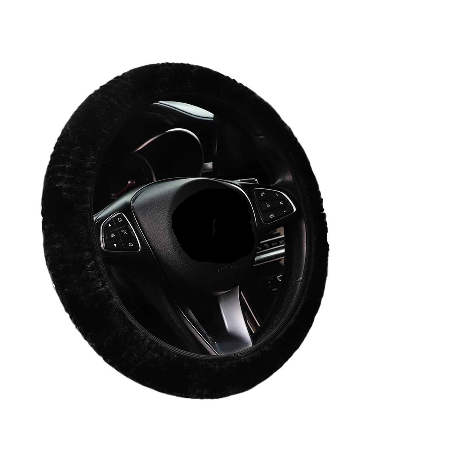 3-teilige Winter-Plüsch-Warm-Komfort-Auto-Lenkradabdeckung ohne Innenring, manuelle Getriebeabdeckung Lenkradbezug Winter(Black) von UALXPAO