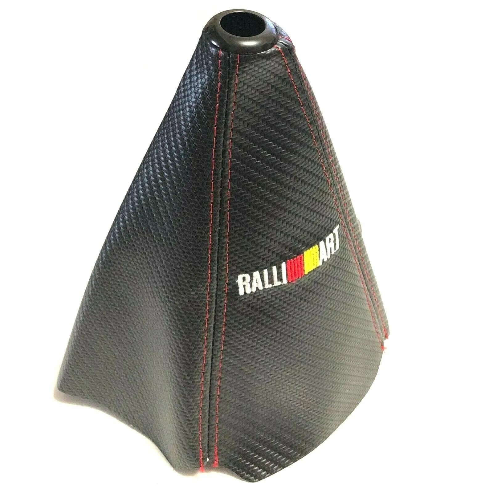 UANGLI Ersatzteile Carbon Look Schaltknauf Schaltmanschette Abdeckung Für MT/at Mit Roten Nähten Autozubehör (Color : Ralliart) von UANGLI