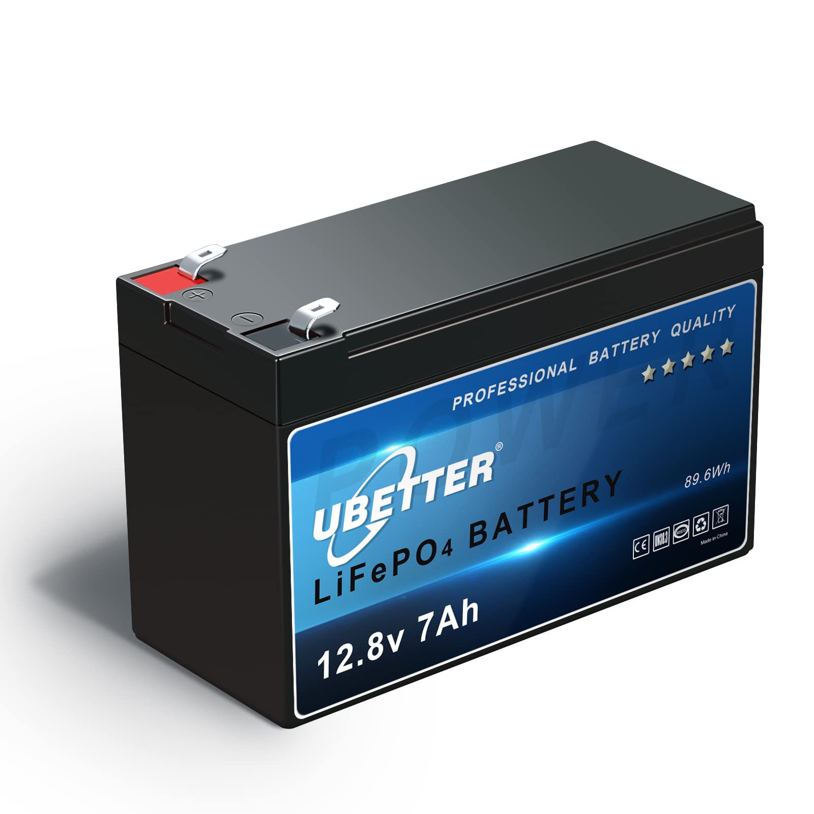 UBETTER 12V 7AH LiFePO4 Akku Wiederaufladbarer 12V Lithium Batterie 7Ah mit 7A BMS Deep Cycle Lithium-Akku Perfekt für Solarstromanlagen, Kinderroller, Fischfinder von UBETTER