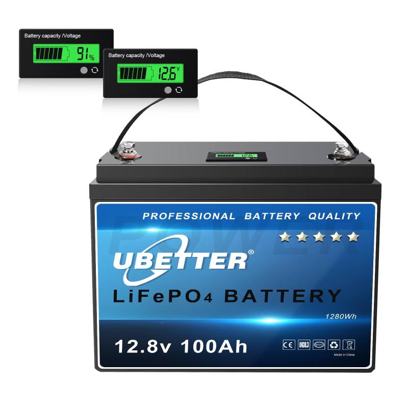 UBETTER LiFePO4 100Ah Mini 12V Lithiumbatterie 100A BMS LiFePO4 Akku mit 4000+ Zyklen und 10 Jahren, Max. 1280Wh Lithium Akku, Mini-Größe für Wohnmobil, RV, Off-Grid System von UBETTER