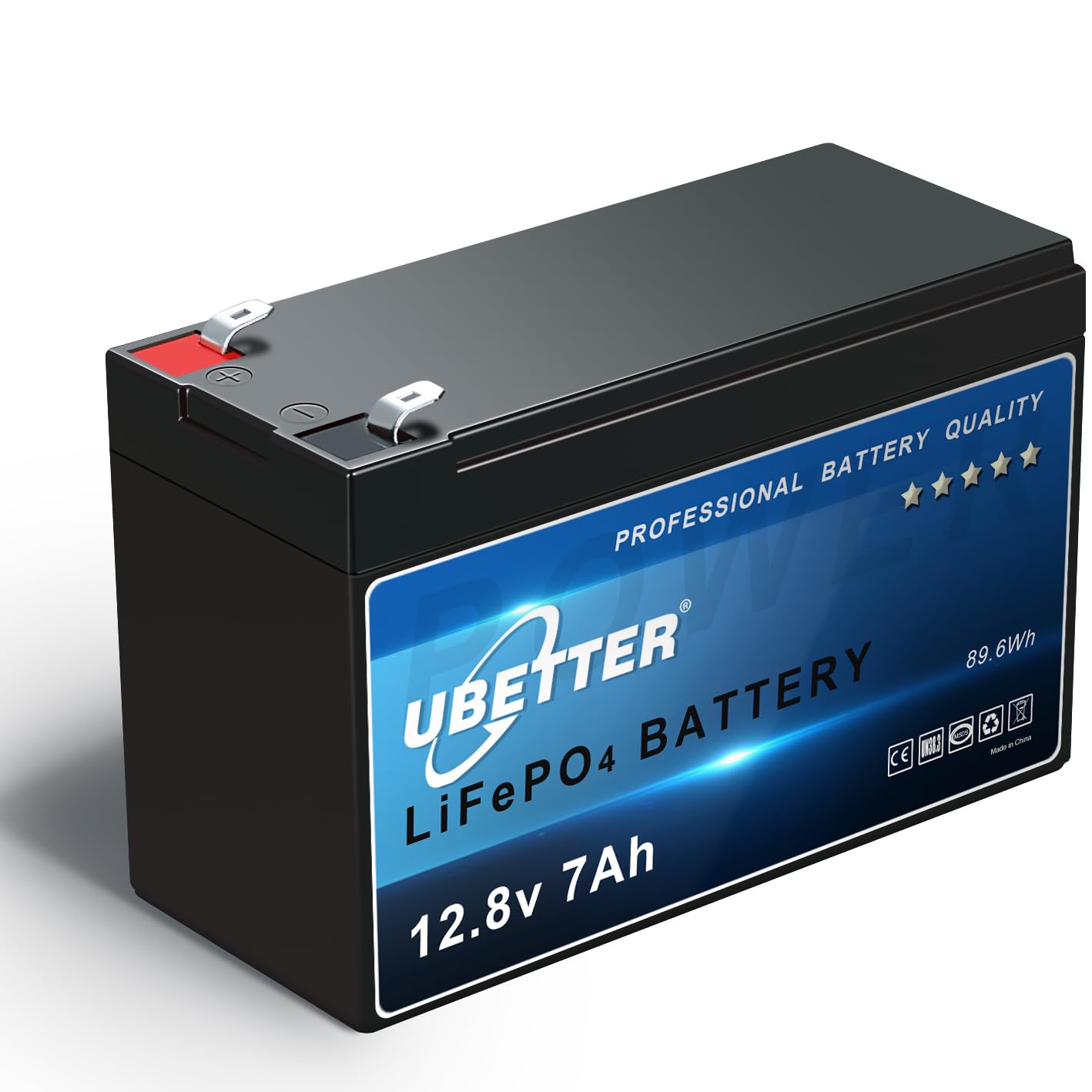 UBETTER LiFePO4 12V 7Ah LiFePO4 Batterie 89,6kw 12V Lithiumbatterie Wiederaufladbar mit BMS über 4000~15000 Mal Tiefzyklus, Perfekter Ersatz für AGM/Gel von UBETTER