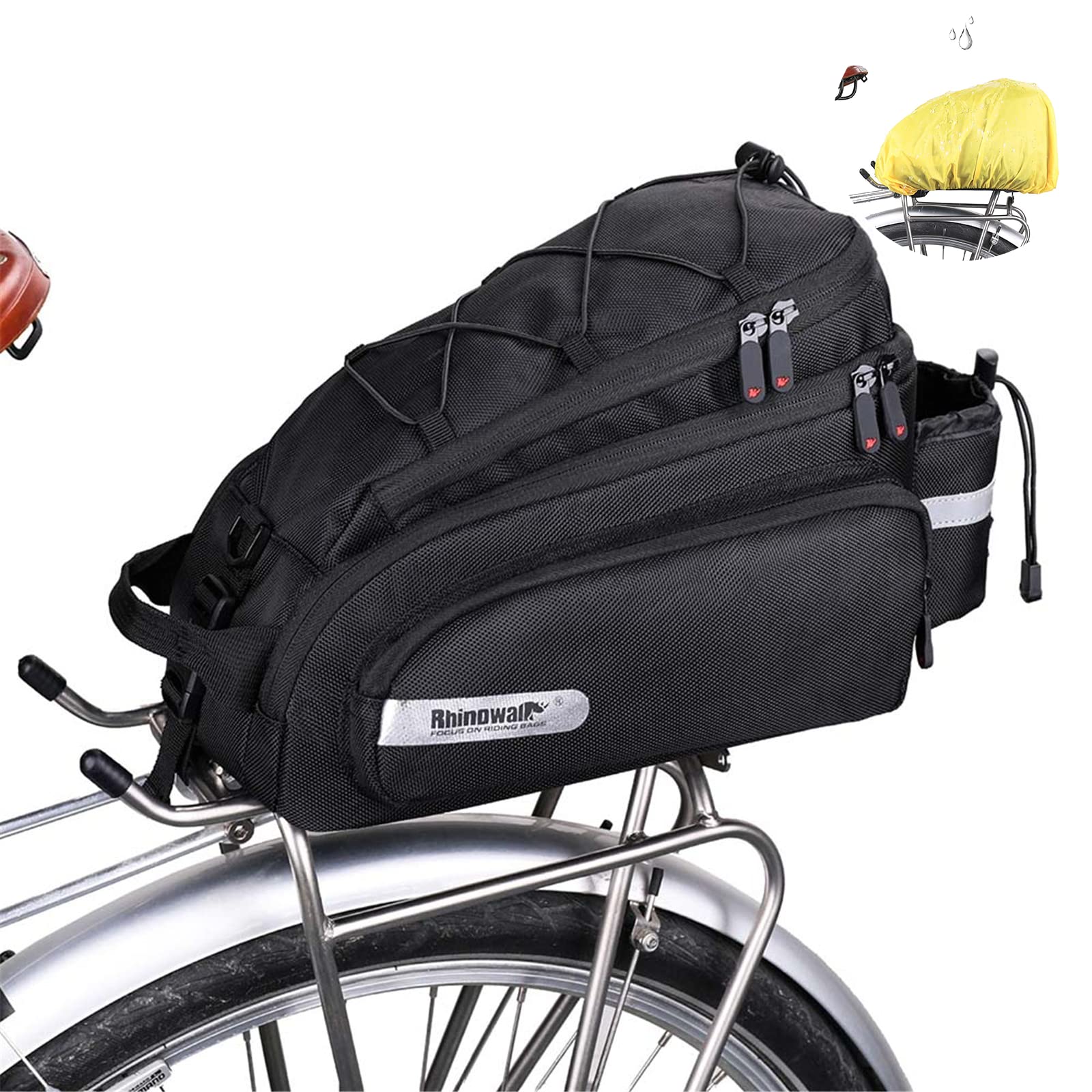 UBORSE Fahrradtasche für Gepäckträger 12L Fahrrad Gepäckträgertasche Mit Shulterriemen Fahrradtasche Hinten mit Regenschutz Flaschenhalter Gepäcktasche Fahrradpacktasche Radzubehör von UBORSE