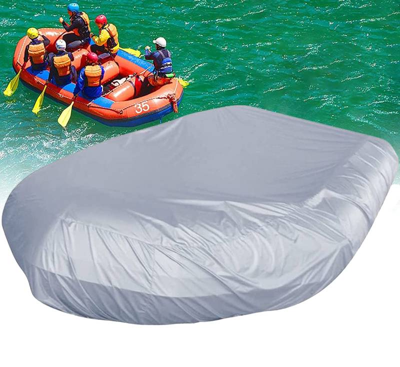 Aufblasbare Bootsabdeckung UCARE Wasserdicht UV-Sonnen-Staubschutz Gummi Boot Schlauchboot Abdeckung passend für 10-11ft, robuste Antisnow Anhänger-Kajak-Schutzabdeckung für Outdoor,Grau von UCARE