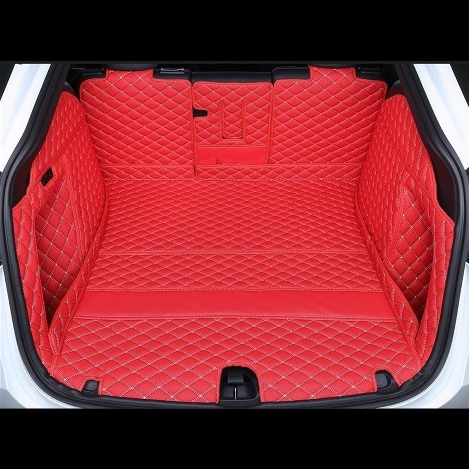 Kompatibel mit Tesla für Model Y 2022 2023 Vordere und hintere Kofferraummatte vollständig umgebende hintere Kofferraum-Cargo-Liner-Matten Schutzpolster den Innenraum Heckklappenmatte(Red,Trunk Mat) von UEGVJIAS