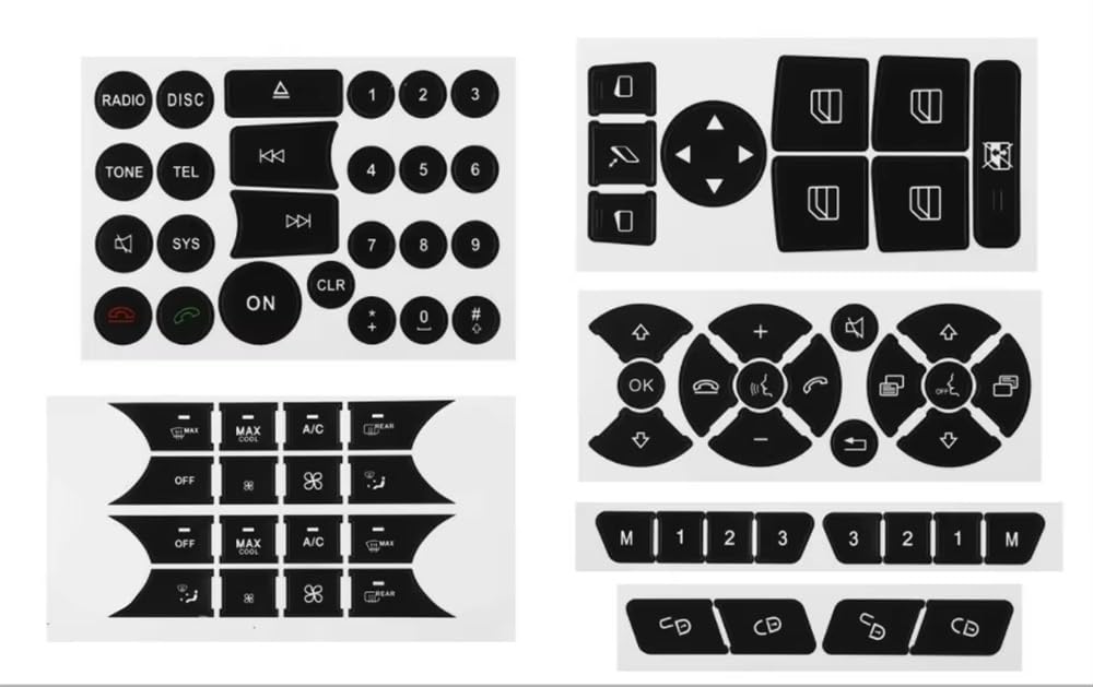 UEGVJIAS Autodekoration Kompatibel Mit Benz Für W204 C300 2007–2014 Auto-Klimaanlage Klimaanlage Radio Armaturenbrett Knopf Reparaturaufkleber Zieraufkleber(Style A) von UEGVJIAS