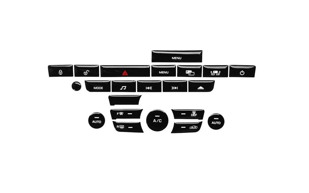 UEGVJIAS Autodekoration Kompatibel Mit Jaguar Für XF X250 XK XKR XJ XJL X351 Schwarzer Knopfaufkleber Autoinnenraum-Reparaturverkleidung Abdeckung Für Armaturenbrett Mittelkonsole(A for Climate) von UEGVJIAS