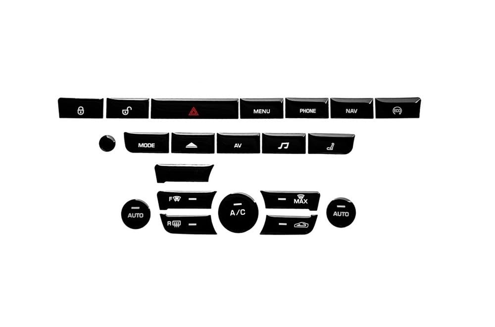 UEGVJIAS Autodekoration Kompatibel Mit Jaguar Für XF X250 XK XKR XJ XJL X351 Schwarzer Knopfaufkleber Autoinnenraum-Reparaturverkleidung Abdeckung Für Armaturenbrett Mittelkonsole(B for Climate) von UEGVJIAS