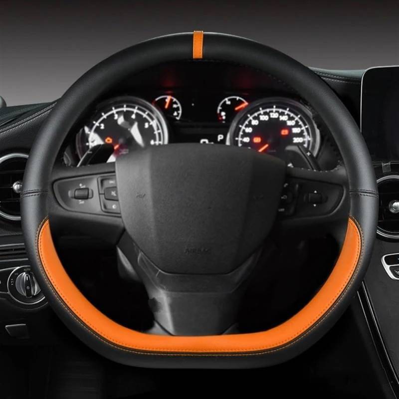 UEGVJIAS Autodekoration Kompatibel mit Citroen für C3 für C3-XR 2015–2019 für C4 2016–2019 D-förmige PU-Auto-Lenkradabdeckung(ORANGE) von UEGVJIAS