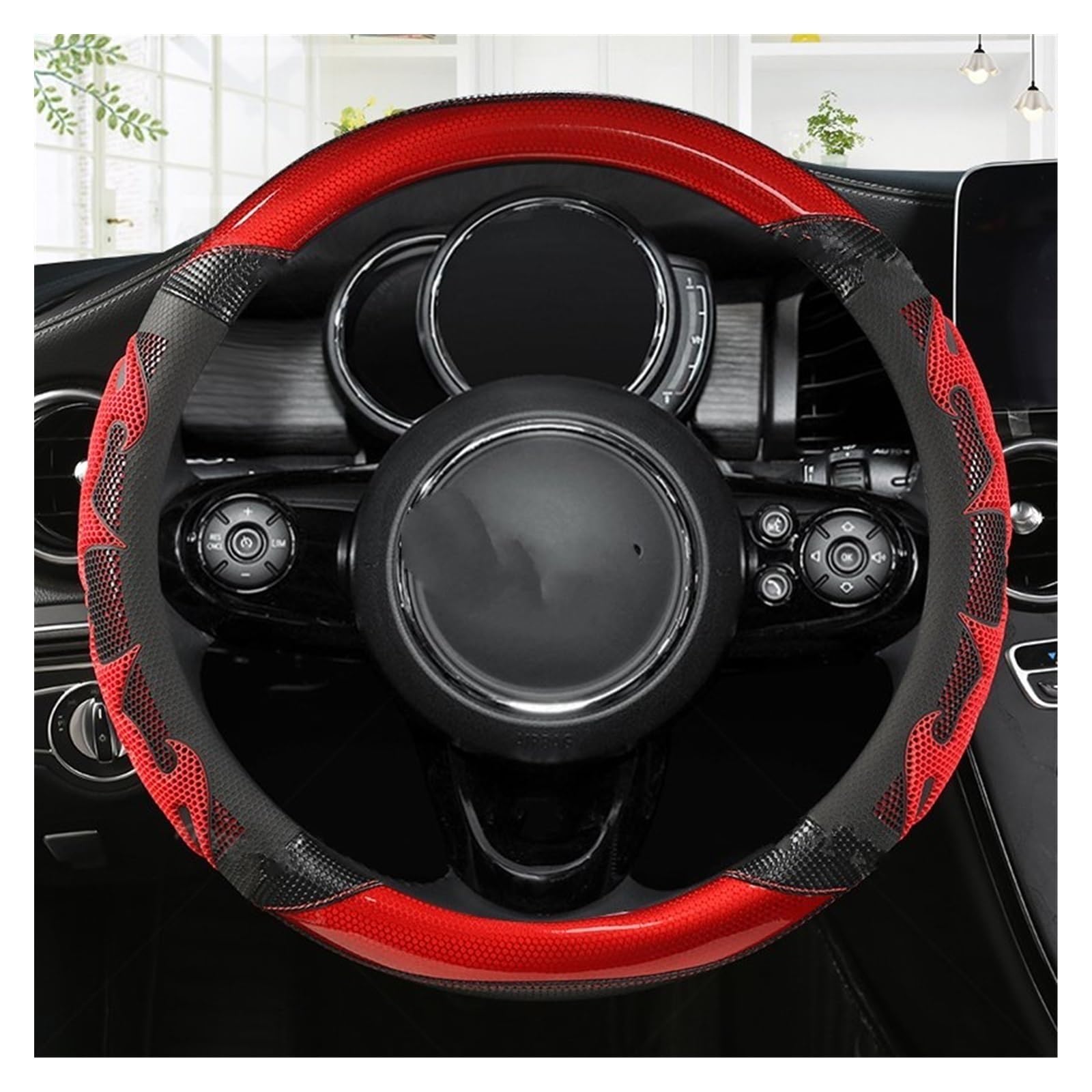 UEGVJIAS Autodekoration Kompatibel mit Mini für JCW F56 R55 F55 F56 R58 R60 R61 F57 für Countryman für Cooper für Clubman Auto-Lenkradabdeckung 15 Zoll/38 cm(2) von UEGVJIAS