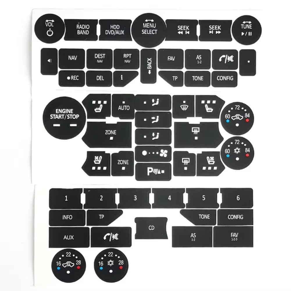 UEGVJIAS Autodekoration Kompatibel mit SAAB für 9-5NG 9-4X 3. Generation Reparaturaufkleber für Autotasten Fenstermenü CD Audio AC-Schalter Reparaturaufkleber von UEGVJIAS