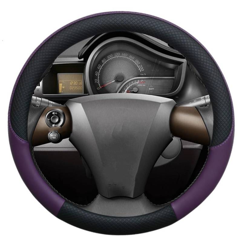 UEGVJIAS Autodekoration Kompatibel mit Toyota Für IQ PU-Auto-Lenkradabdeckung Auto-Innenzubehör(Purple) von UEGVJIAS