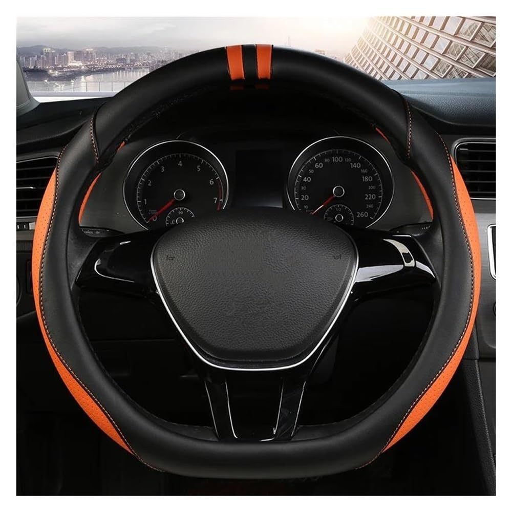 UEGVJIAS Autodekoration Kompatibel mit VW für Phideon für Polo Up für Vento 38 cm PU D-Form Auto-Lenkräder Abdeckung Auto-Innenraum(Orange) von UEGVJIAS