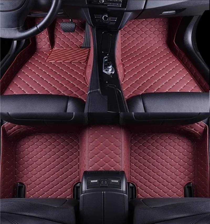 UEGVJIAS Autofußmatten Kompatibel mit Benz für C-Klasse W206 2021 2022 2023 LHD Benutzerdefinierte 3D-Auto-Fußmatten Innenausstattung PU(Wine Red 5 Seat) von UEGVJIAS