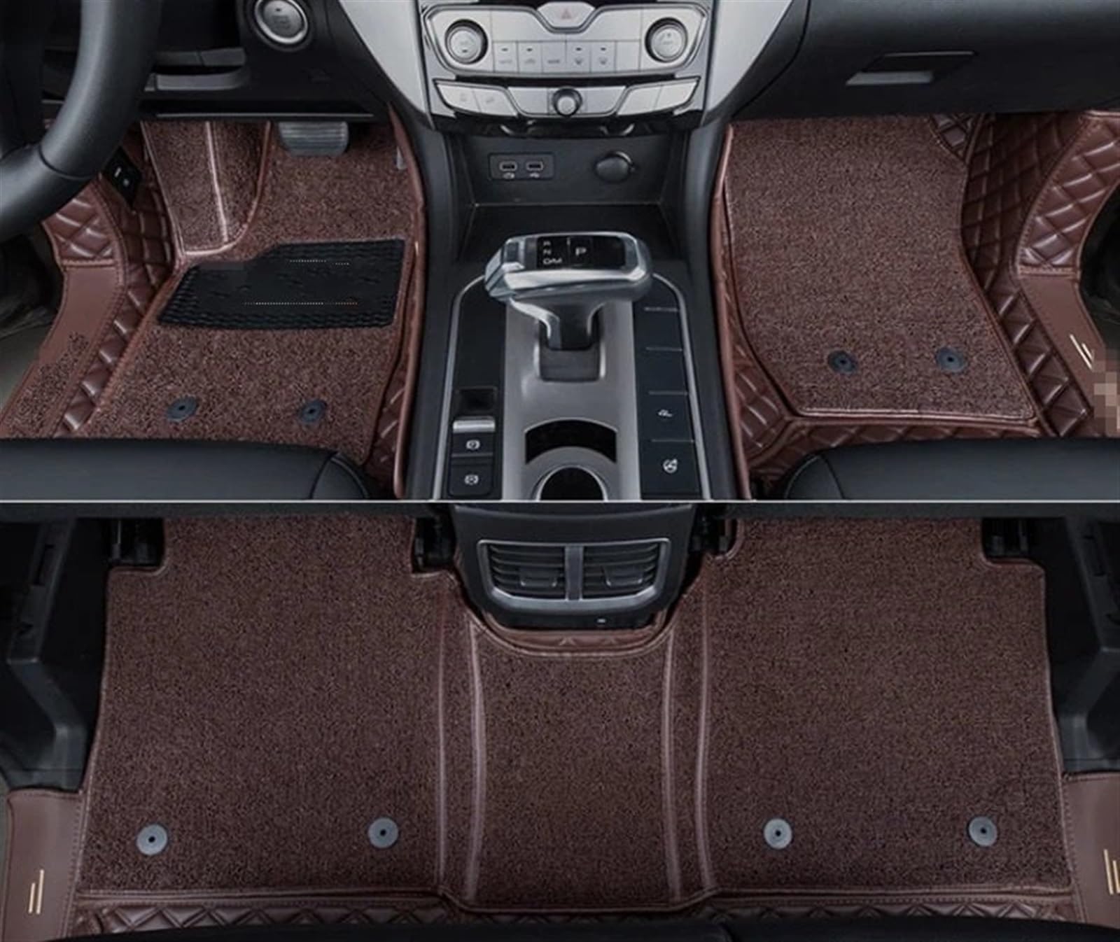 UEGVJIAS Autofußmatten Kompatibel mit Great für Wall für Poer für Cannon UTE 2019 2020 2021 Benutzerdefinierte PU-Auto-Fußmatten Teppich Auto-Matten-Styling(Double Layer Brown) von UEGVJIAS