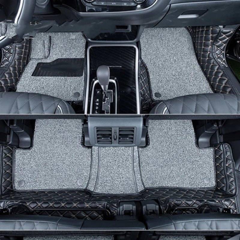 UEGVJIAS Autofußmatten Kompatibel mit Mitsubishi für Outlander 2016-2021 5 7 Sitze LHD Auto-Fußmatten PU-Teppiche Abdeckungen Innen wasserdichte benutzerdefinierte Teppiche(5 Seats Black B) von UEGVJIAS