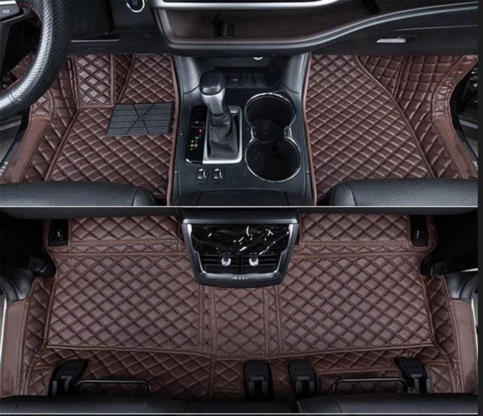 UEGVJIAS Autofußmatten Kompatibel mit Mitsubishi für Outlander 2016-2021 5 7 Sitze LHD Auto-Fußmatten PU-Teppiche Abdeckungen Innen wasserdichte benutzerdefinierte Teppiche(5 Seats Brown A) von UEGVJIAS