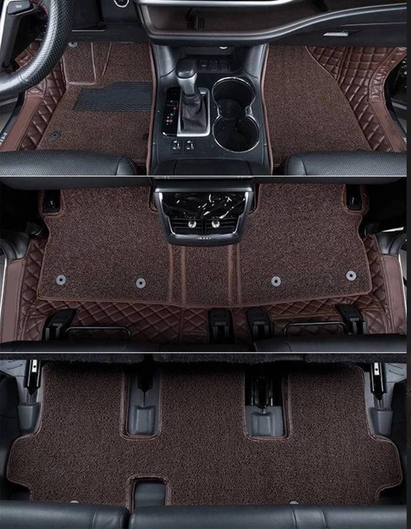 UEGVJIAS Autofußmatten Kompatibel mit Mitsubishi für Outlander 2016-2021 5 7 Sitze LHD Auto-Fußmatten PU-Teppiche Abdeckungen Innen wasserdichte benutzerdefinierte Teppiche(7 Seats Brown B) von UEGVJIAS