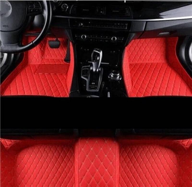 UEGVJIAS Autofußmatten Kompatibel mit Q7 4M MK2 2016~2023 7-Sitzer-Automatten Auto-Bodenmatte PU-Teppichpolster Komplettset Autoinnenraum(LHD Racing Red) von UEGVJIAS